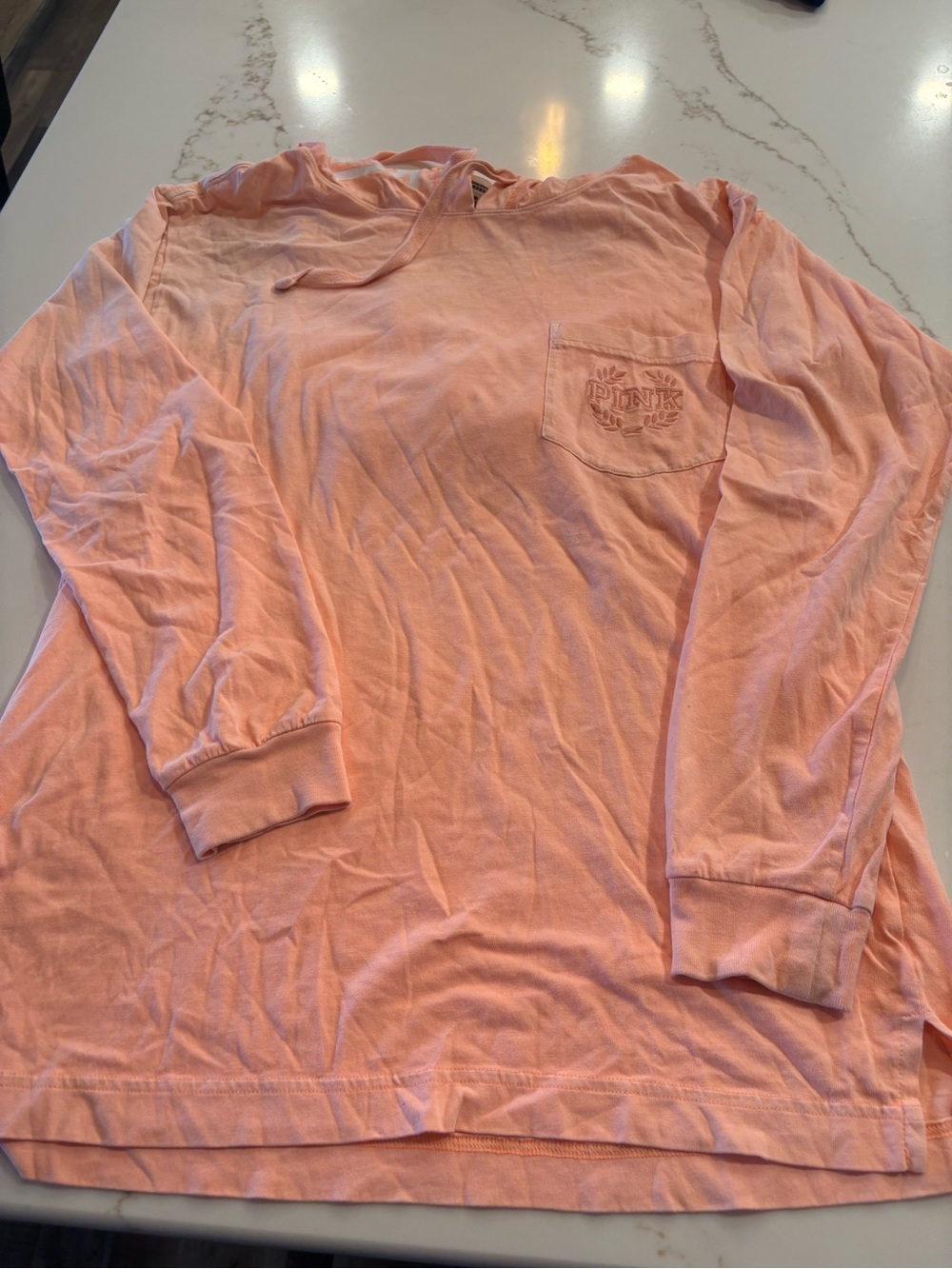 PINK Victoria's Secret Long Sleeve Tee in Light Peach Pink